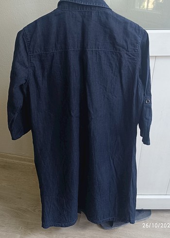 Lacivert Düğmeli Kot Elbise - Görsel 2