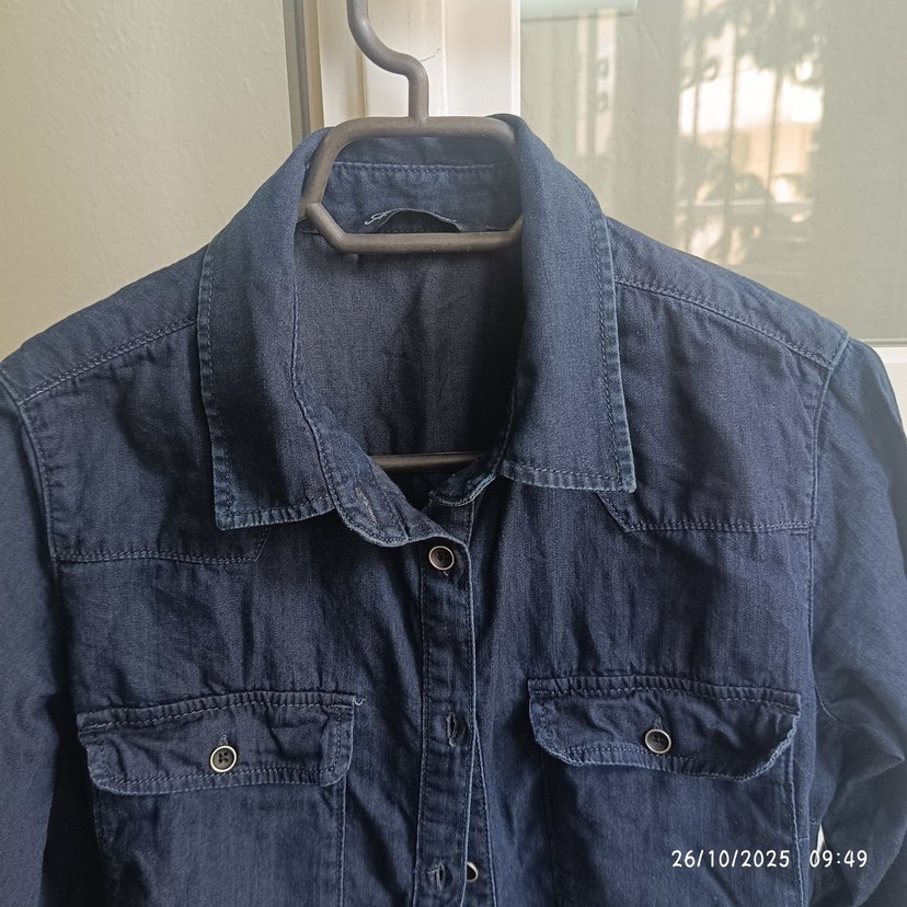 Lacivert Düğmeli Kot Elbise - Görsel 3