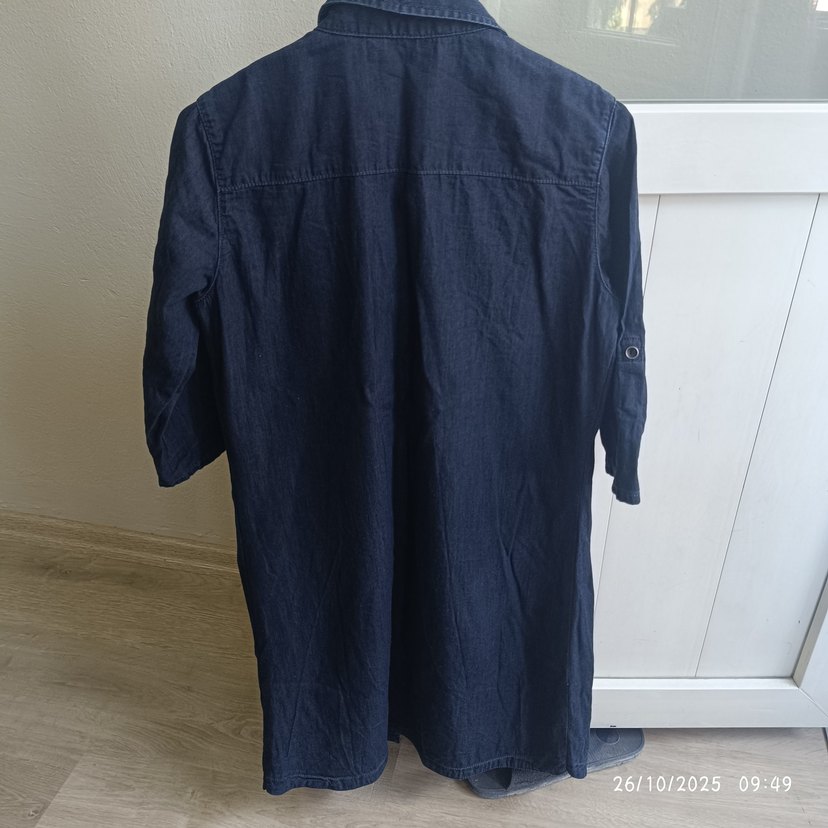 Lacivert Düğmeli Kot Elbise - Görsel 2