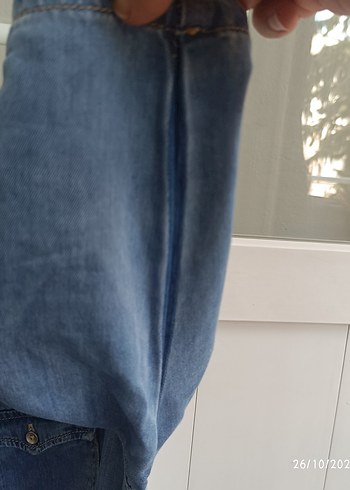 Düğmeli Mavi Denim Kadın Gömlek Elbise - Görsel 6