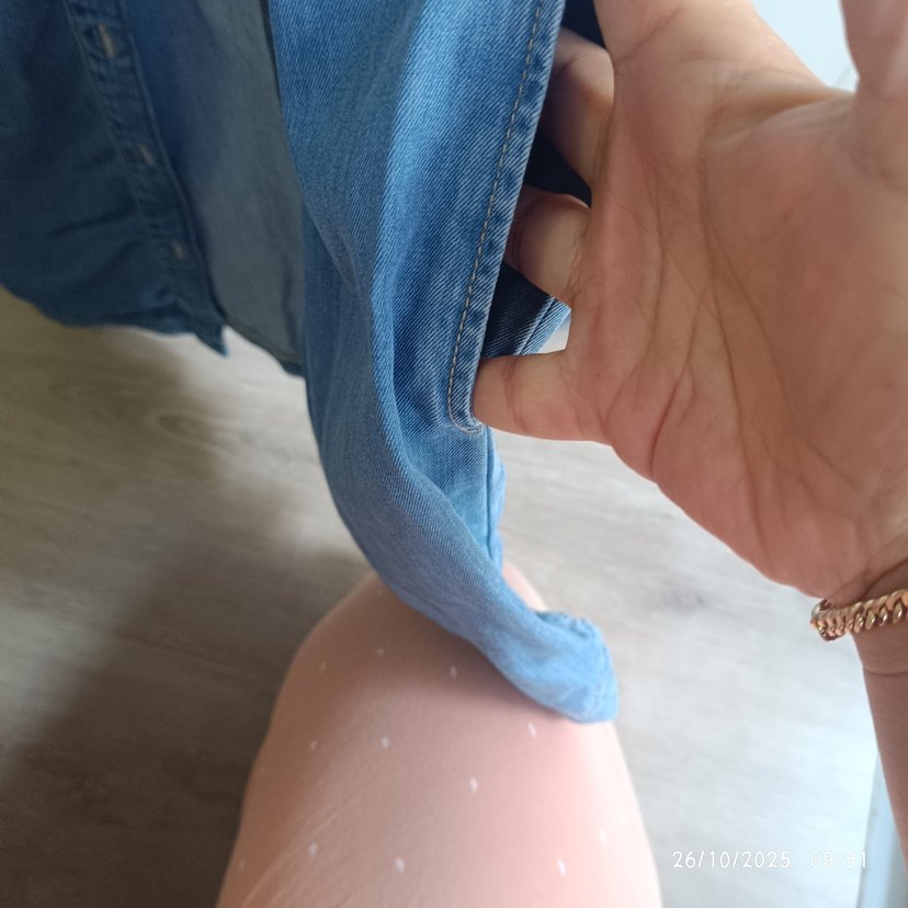 Düğmeli Mavi Denim Kadın Gömlek Elbise - Görsel 5