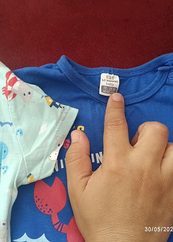LC Waikiki Mavi Baskılı Kısa Kollu Bebek Tulumları