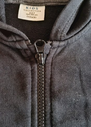 Erkek Çocuk Fermuarlı Kapüşonlu Gri Sweatshirt - Görsel 2