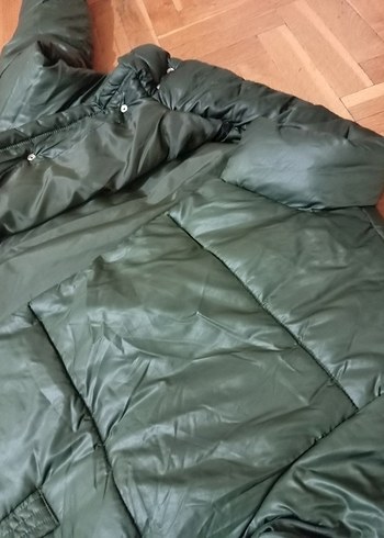 s Beden yeşil Renk Düğmeli Yeşil Kadın Kışlık Mont