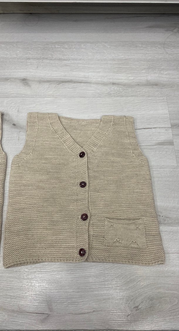 Bej unisex Çocuk Triko Süveter - Görsel 5