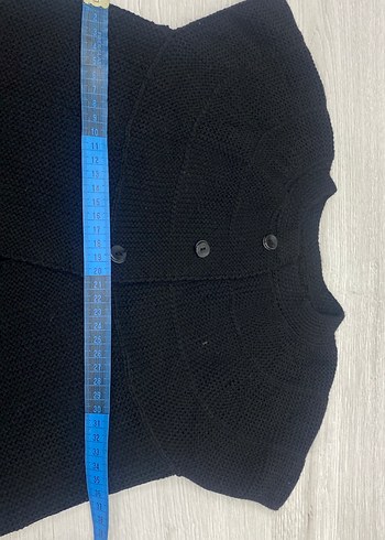 Siyah Düğmeli Kısa Kollu Triko Hırka - Görsel 5