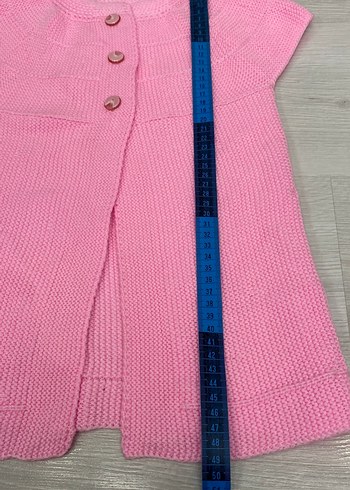 Pembe Kız Çocuk Örgü Kolsuz Hırka - Görsel 5