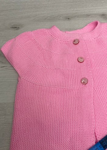 Pembe Kız Çocuk Örgü Kolsuz Hırka - Görsel 3