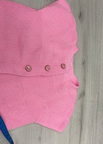 Pembe Kız Çocuk Örgü Kolsuz Hırka - Görsel 4