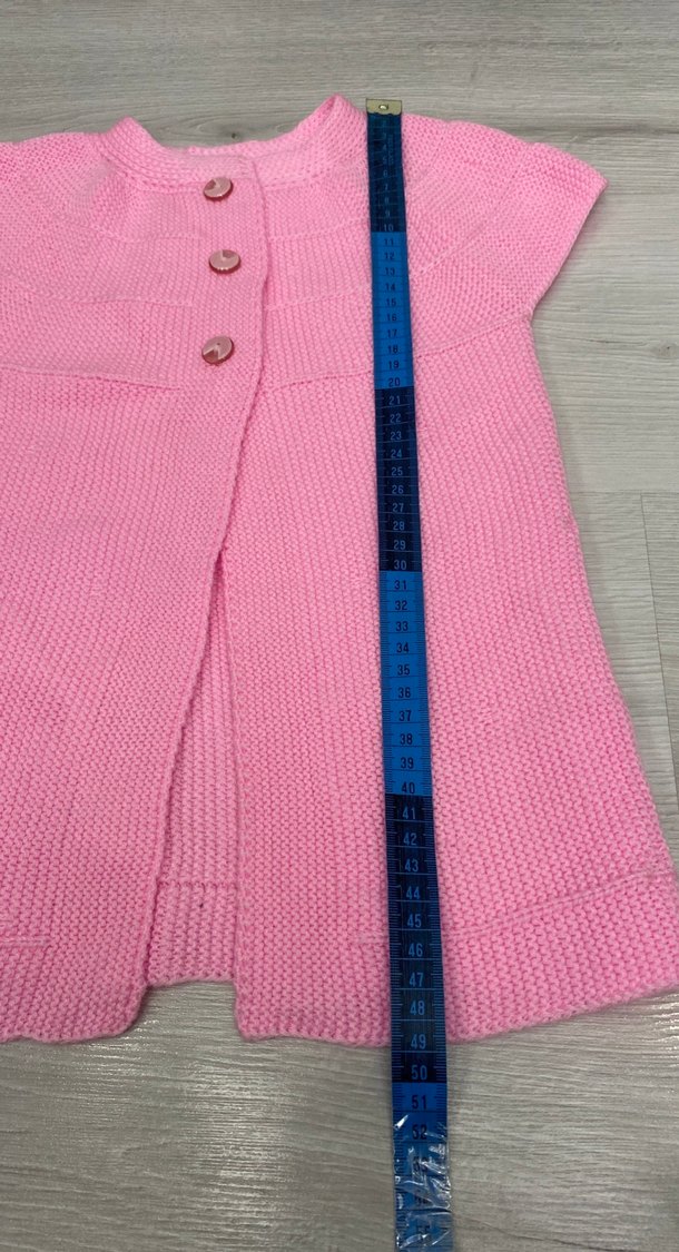 Pembe Kız Çocuk Örgü Kolsuz Hırka - Görsel 5