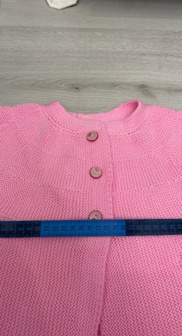 Pembe Kız Çocuk Örgü Kolsuz Hırka - Görsel 2