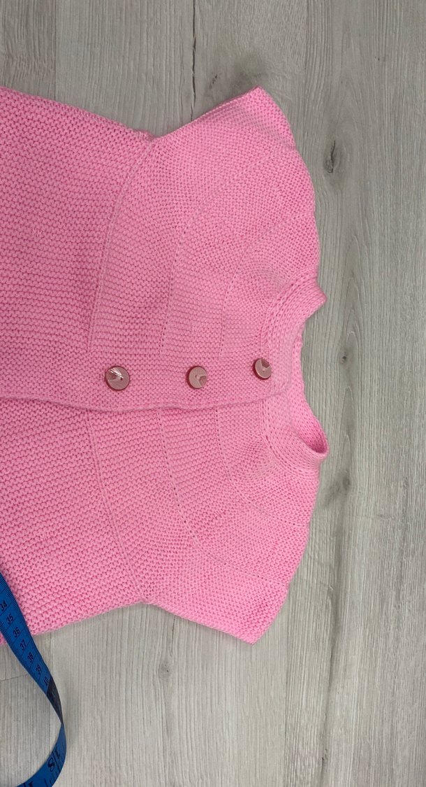 Pembe Kız Çocuk Örgü Kolsuz Hırka - Görsel 4