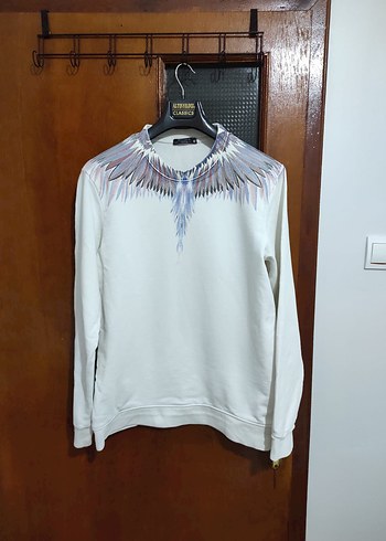 Beyaz Baskılı Uzun Kollu Sweatshirt