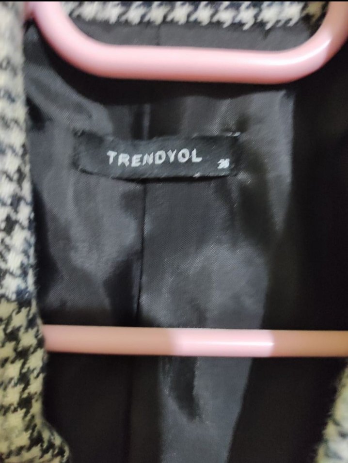 Gri Ekose Desenli Kadın Blazer Ceket - Görsel 4