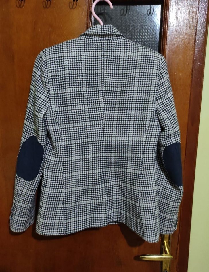 Gri Ekose Desenli Kadın Blazer Ceket - Görsel 3