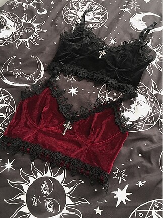 Killstar Gothic dantelli kadife büstiyer