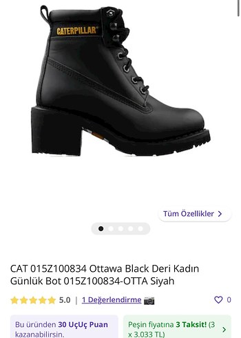 38 Beden siyah Renk Caterpillar Kadın Siyah Blok Topuklu Bot