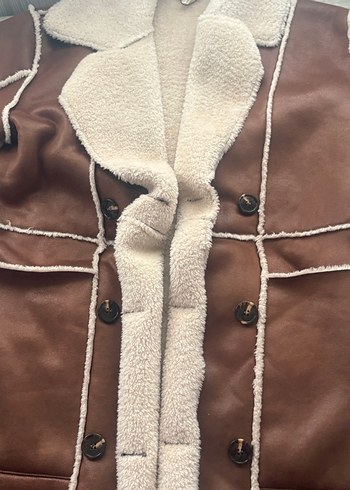 Düğmeli Kahverengi Süet Kadın Ceket - Görsel 3