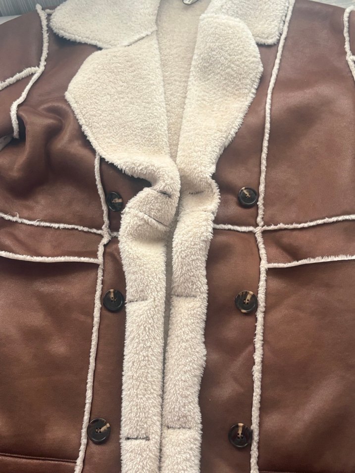 Düğmeli Kahverengi Süet Kadın Ceket - Görsel 3