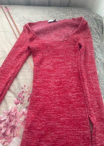 Kırmızı Örme Kadın Midi Elbise - Görsel 2