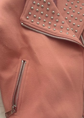 Pembe Kürklü Kadın Midi Ceket - Görsel 3