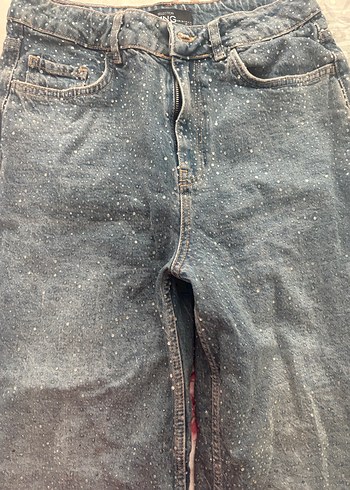 MNG Kadın Mavi Tie-Dye Düğmeli Jean - Görsel 2