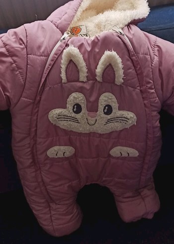 Pembe Kürklü Bebek Kız  astronot Tulumu - Görsel 3