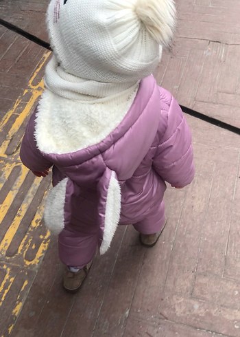 Pembe Kürklü Bebek Kız  astronot Tulumu - Görsel 5