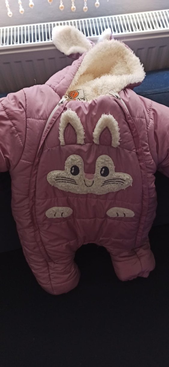 Pembe Kürklü Bebek Kız  astronot Tulumu - Görsel 3