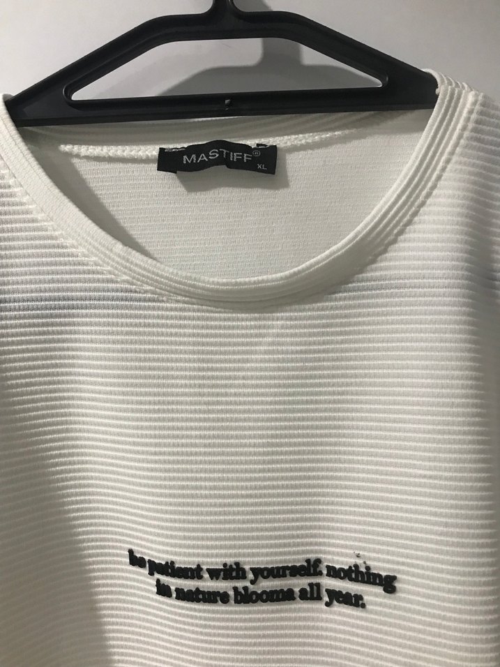 Beyaz Baskılı Erkek Tişört Loose Fit - Görsel 2