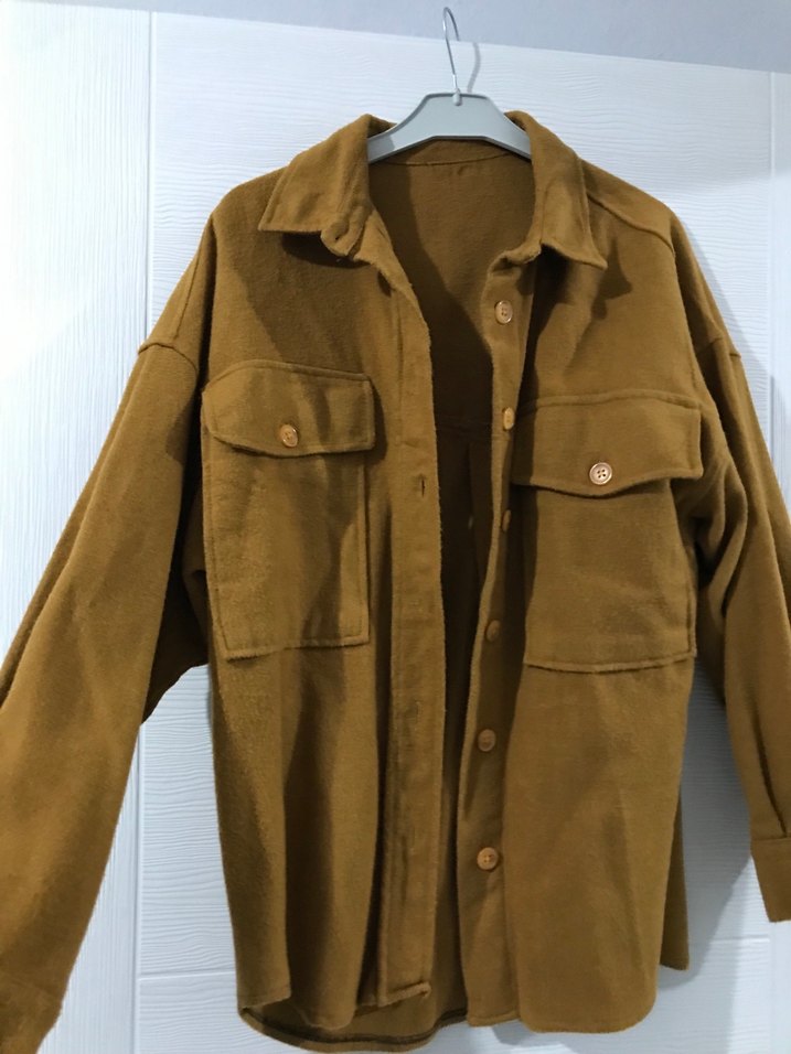 Düğmeli Kahverengi Süet Kadın Gömlek - Görsel 2