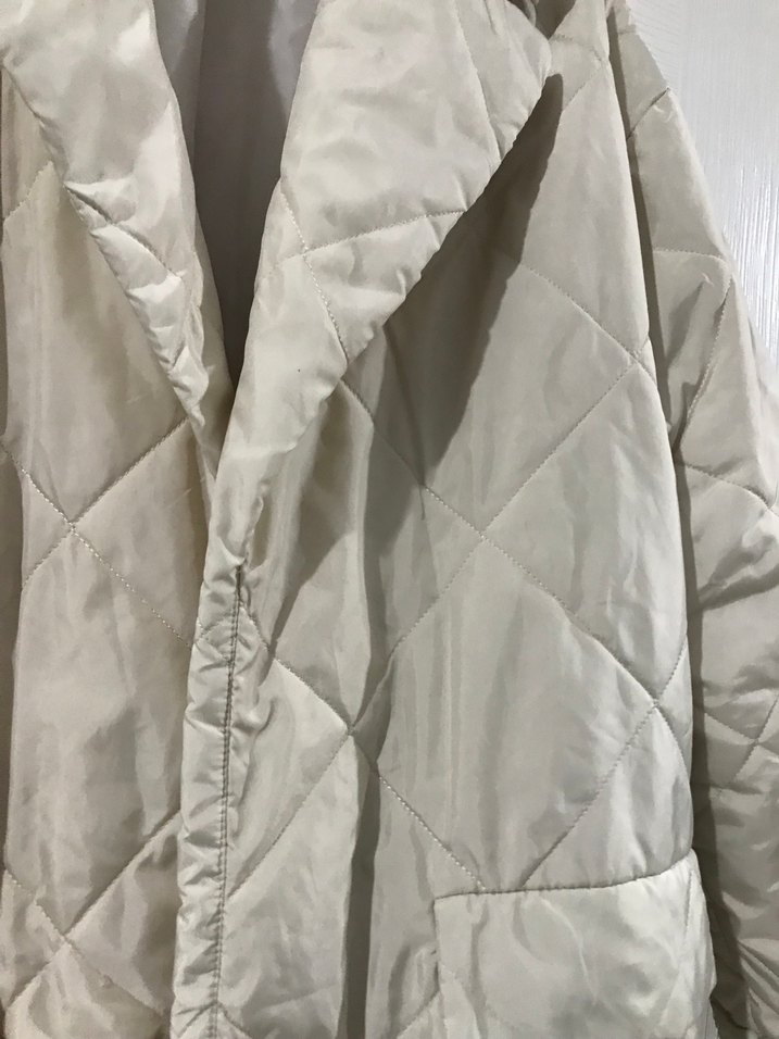 Düğmeli Beyaz Kadın Keten Ceket mont - Görsel 2