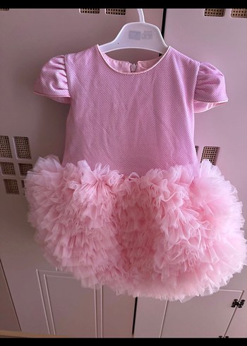 Pembe Kız Bebek Fırfırlı doğum günü  Elbise - Görsel 2