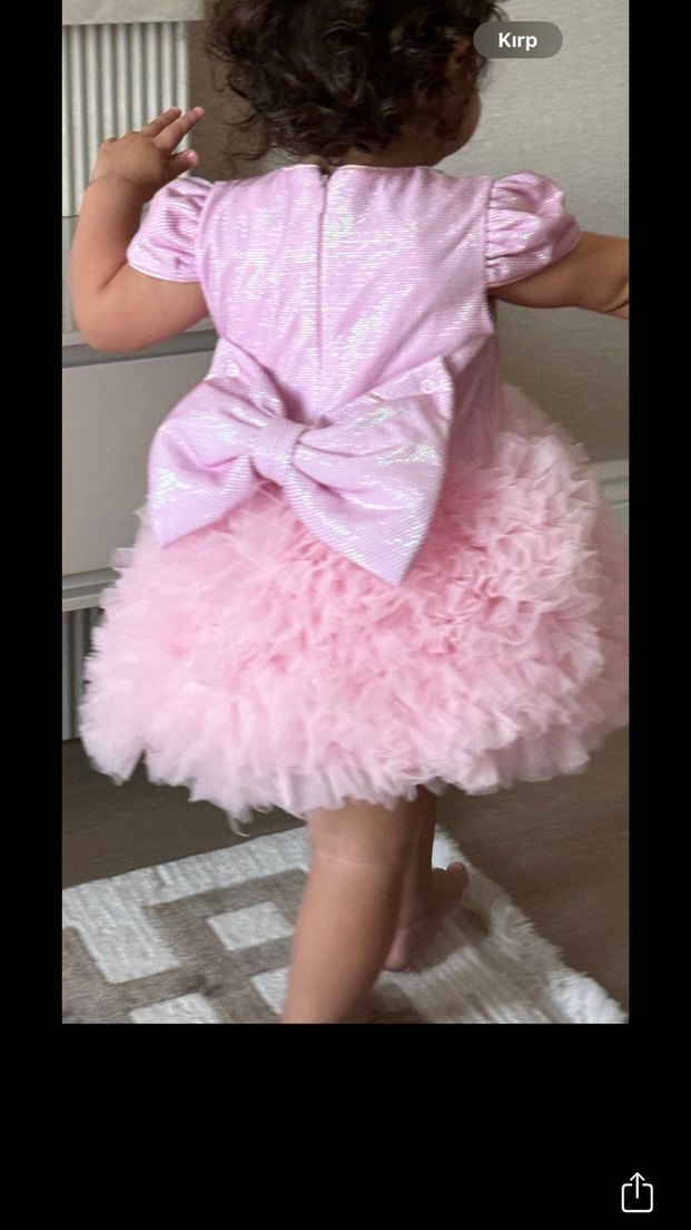 Pembe Kız Bebek Fırfırlı doğum günü  Elbise - Görsel 4