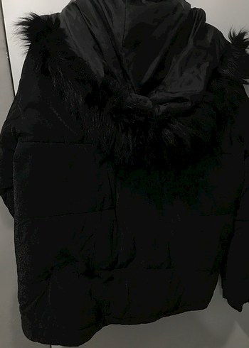 Koton Kadın Siyah Kürklü Kışlık Mont - Görsel 2