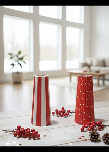Kırmızı Çizgili  Vazo - Görsel 2
