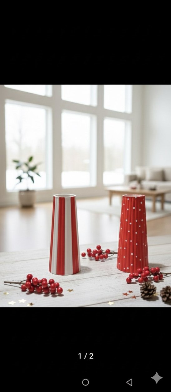 Kırmızı Çizgili  Vazo - Görsel 2