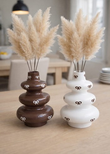 Kırmızı Fiyonk Desenli  Vazo - Görsel 3