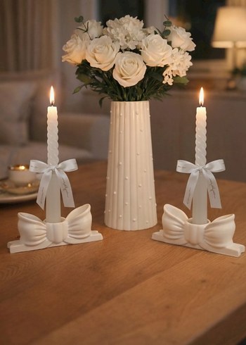 İnci vazo ve mumluk set - Görsel 2