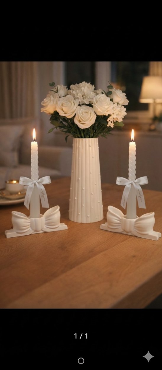 İnci vazo ve mumluk set - Görsel 2