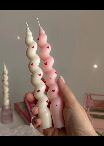 Beyaz Kalp  Dekoratif Mumlukk - Görsel 2