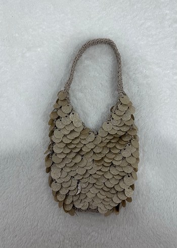 Simli Gold El Örgüsü File Kadın Çanta - Görsel 2