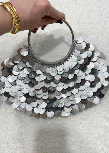 Gümüş Pullu Şık Çanta - Görsel 2