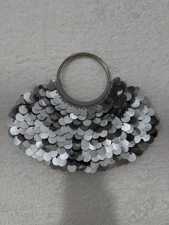 Gümüş Pullu Şık Çanta - Görsel 5