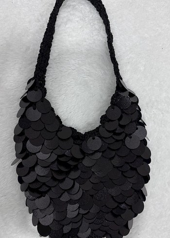 Siyah Pullu File Kadın Çanta - Görsel 5