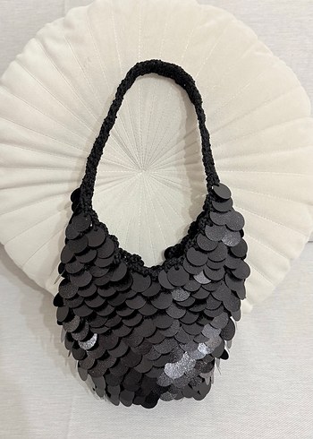 Siyah Pullu File Kadın Çanta - Görsel 2