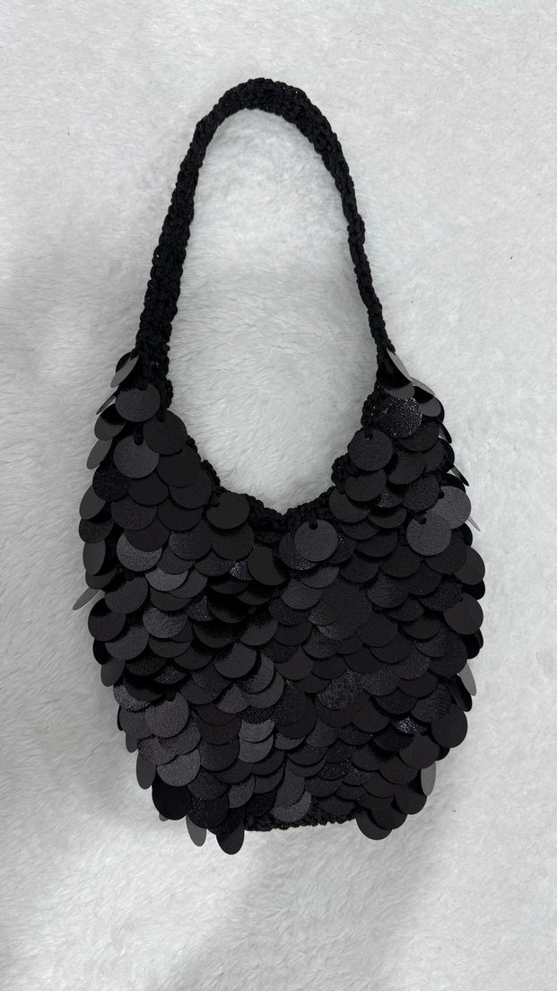 Siyah Pullu File Kadın Çanta - Görsel 4