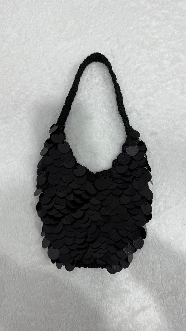 Siyah Pullu File Kadın Çanta - Görsel 3