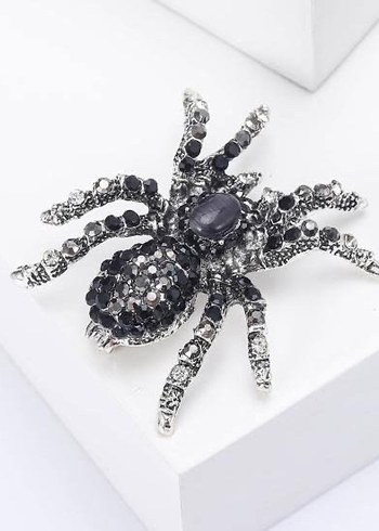 Mavi İşlemeli Parlak Örümcek Broş - Görsel 4