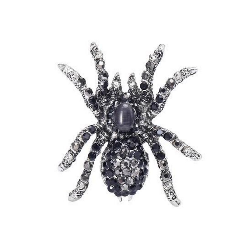 Mavi İşlemeli Parlak Örümcek Broş - Görsel 2